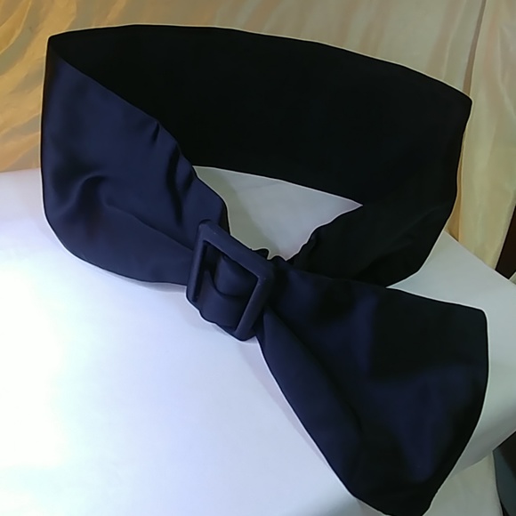 black satin belt with buckle